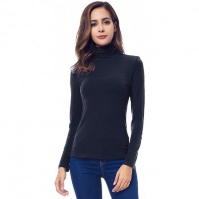 Thermal Underwear Womens Long Sleeve Turtleneck Lightweight Slim Active Shirt - Navy - CW18A8TDU7X