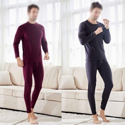 Thermal Underwear Men Thermal Underwear Set- No Trace Soft Velvet Fabric- Warm Long Sleeve Shirt and Long Johns-blackV-Neck-X...