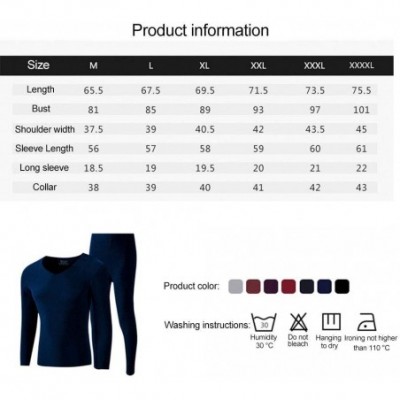 Thermal Underwear Men Thermal Underwear Set- No Trace Soft Velvet Fabric- Warm Long Sleeve Shirt and Long Johns-blackV-Neck-X...