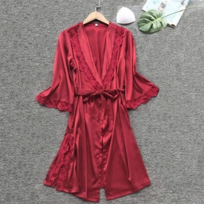 Nightgowns & Sleepshirts Sleepwear for Women Temptation Underwear Casual Loose Lace Splicing Kimono Robes Soft Comfy Nightwea...