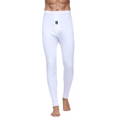 Thermal Underwear Men's Cotton Thermal Underwear Long Johns Leggings Base Layer Bottoms - White - CB18A36Q5X0