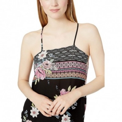 Tops Women's Lounge Pajama Cami Tank Top - Black - C818HSLAR9G