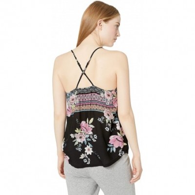 Tops Women's Lounge Pajama Cami Tank Top - Black - C818HSLAR9G