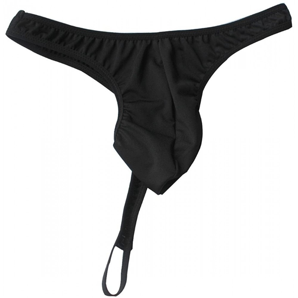 G-Strings & Thongs Men's Strap O-Ring Pouch Thong Underwear Low Rise Bikini Briefs G-String - Black - CK18SM87G5E