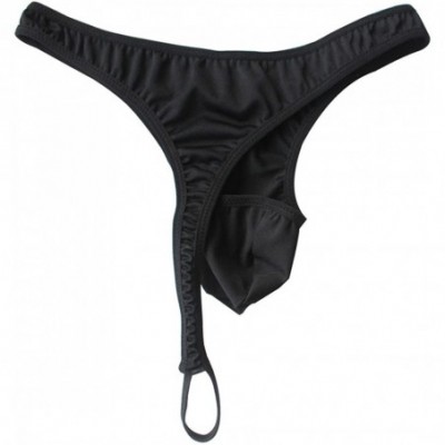 G-Strings & Thongs Men's Strap O-Ring Pouch Thong Underwear Low Rise Bikini Briefs G-String - Black - CK18SM87G5E