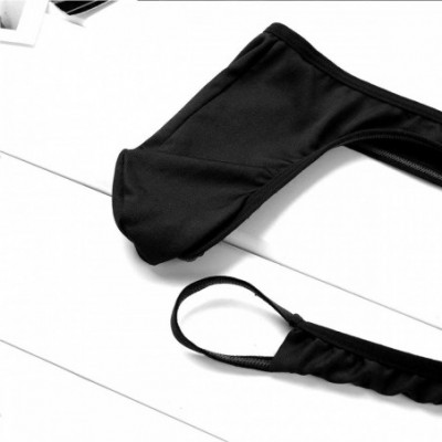 G-Strings & Thongs Men's Strap O-Ring Pouch Thong Underwear Low Rise Bikini Briefs G-String - Black - CK18SM87G5E