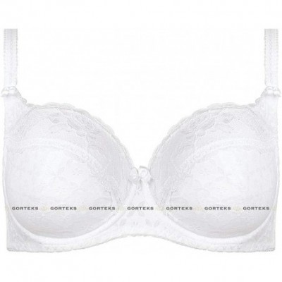 Bras G-246/B4 Underwired Padded Bra Smooth Emrboidery Pattern - Made in EU - White - CJ11KSIFYTD