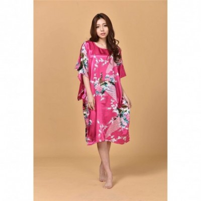 Robes Sexy Silk Rayon Home Dress Women Nightdress Sleepshirt Robe Gown Kimono Bathrobe - Pattern 7 - C8194S7AYHM