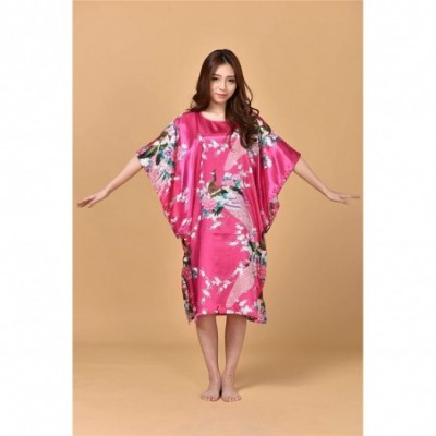 Robes Sexy Silk Rayon Home Dress Women Nightdress Sleepshirt Robe Gown Kimono Bathrobe - Pattern 7 - C8194S7AYHM