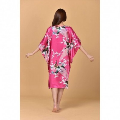 Robes Sexy Silk Rayon Home Dress Women Nightdress Sleepshirt Robe Gown Kimono Bathrobe - Pattern 7 - C8194S7AYHM