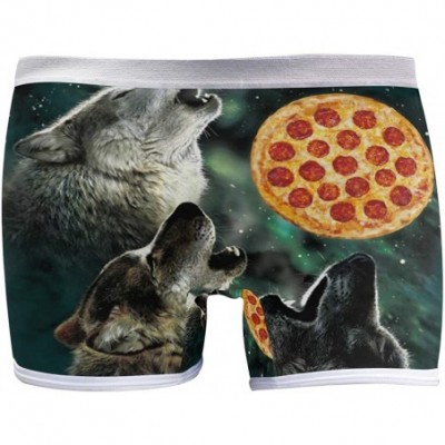 Panties Boyshort Panties Women's Happy Sea Turtle Soft Underwear Briefs - Wolf Howling Under the Pizza - CM18SYU5E7M