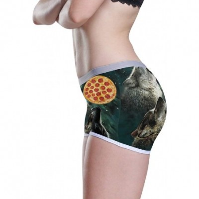 Panties Boyshort Panties Women's Happy Sea Turtle Soft Underwear Briefs - Wolf Howling Under the Pizza - CM18SYU5E7M