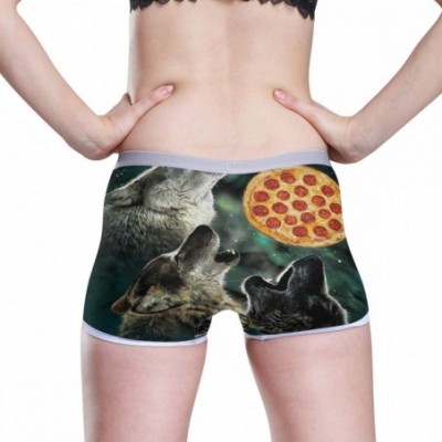 Panties Boyshort Panties Women's Happy Sea Turtle Soft Underwear Briefs - Wolf Howling Under the Pizza - CM18SYU5E7M