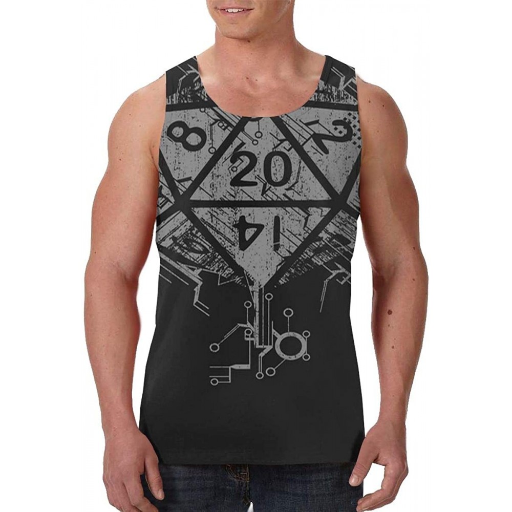 Undershirts Men Muscle Tank Top Summer Beach Holiday Fashion Sleeveless Vest Shirts - Fantasy D20 Dice Black - C719DE060R3