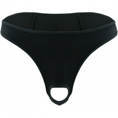 G-Strings & Thongs Men's Jock Strap Open Front Hole Thongs Undewear G-String Bikini Briefs - Black - CA18DMWH3E0