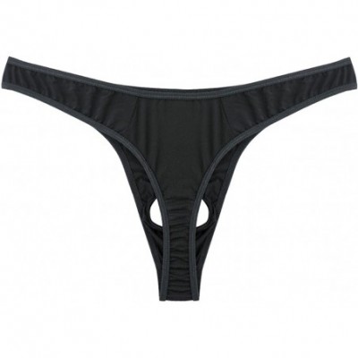 G-Strings & Thongs Men's Jock Strap Open Front Hole Thongs Undewear G-String Bikini Briefs - Black - CA18DMWH3E0