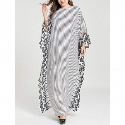 Nightgowns & Sleepshirts Women's Batwing Plaid Floral Printed Long Short Sleeves Oversized Maxi Dress Sleep Loungewear - Lace...