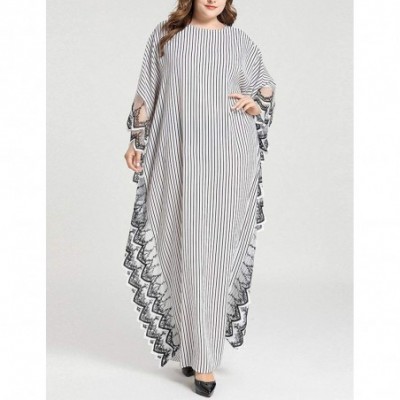 Nightgowns & Sleepshirts Women's Batwing Plaid Floral Printed Long Short Sleeves Oversized Maxi Dress Sleep Loungewear - Lace...