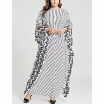 Nightgowns & Sleepshirts Women's Batwing Plaid Floral Printed Long Short Sleeves Oversized Maxi Dress Sleep Loungewear - Lace...