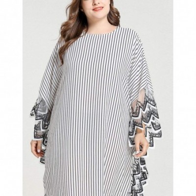 Nightgowns & Sleepshirts Women's Batwing Plaid Floral Printed Long Short Sleeves Oversized Maxi Dress Sleep Loungewear - Lace...