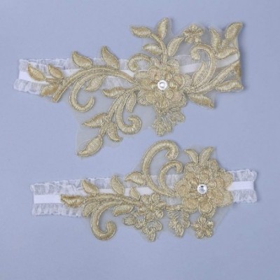 Garters & Garter Belts Lace Wedding Garter Rhinestone Bridal Garter Set Party Prom Garter Set Non Slip Grip Garter - B - CW19...