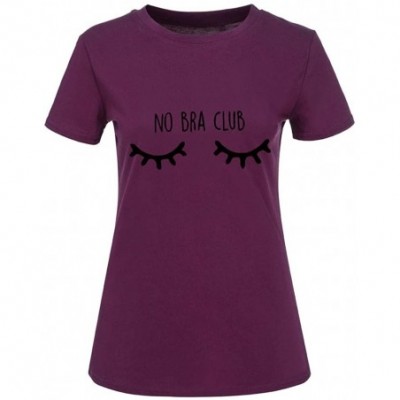 Thermal Underwear Letter Print Oversized Short Sleeve Women's Shirt - Wine - CX19645K5G9