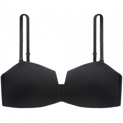 Bras Women's Comfortable Wire Free Push Up Petite Bra for Small Size - Black - CT190OQ4YN2