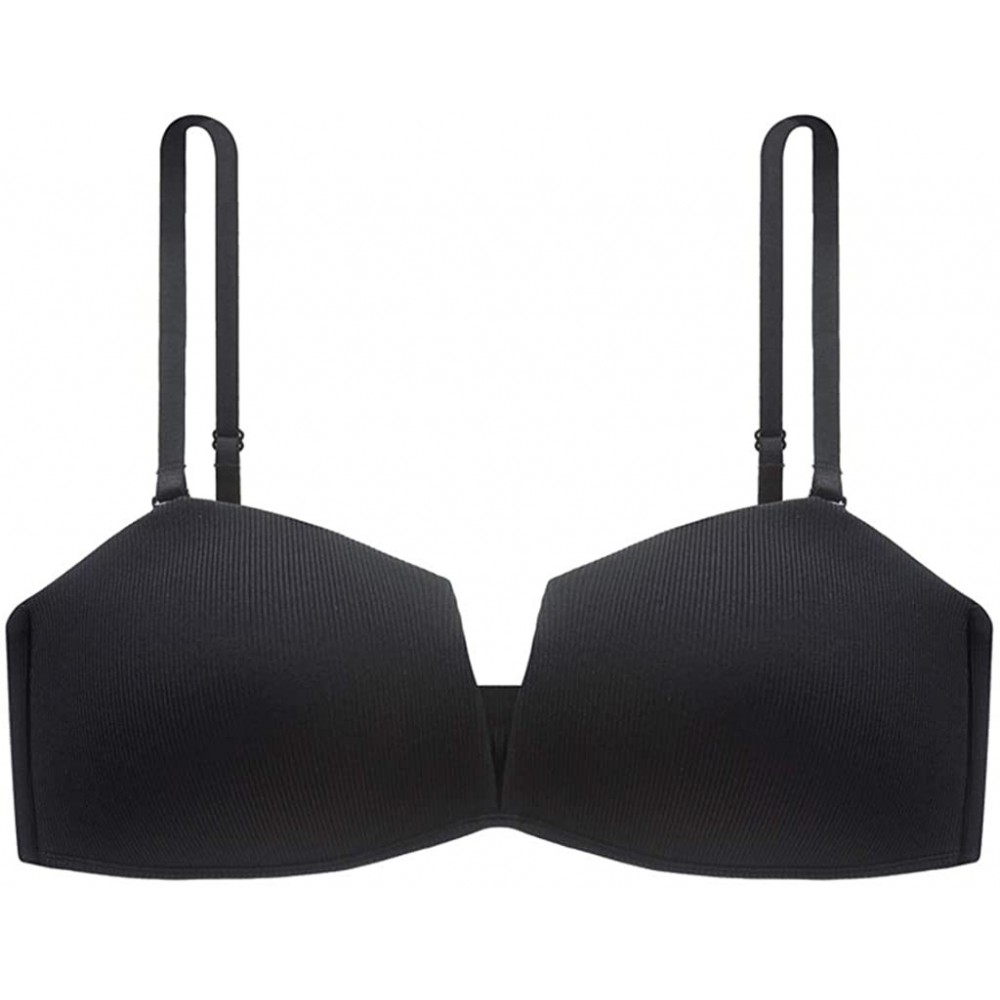 Bras Women's Comfortable Wire Free Push Up Petite Bra for Small Size - Black - CT190OQ4YN2