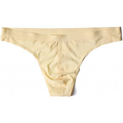 G-Strings & Thongs Men Sexy Briefs Underwear Ice Silk G-String Thong Tanga Exotic Panties T-Back Underpants Shorts - Khaki - ...