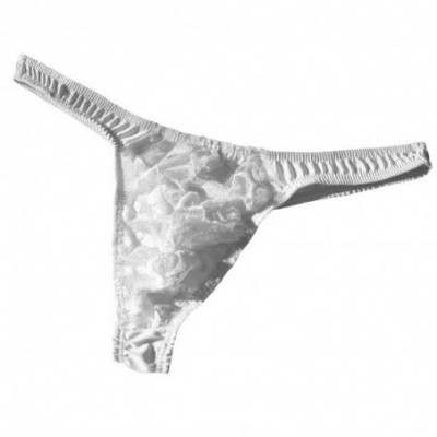 G-Strings & Thongs Men's Sexy Lingerie- Lace Mesh g-String Thongs Panties Briefs Underwear White - CP196YU9Y8Q