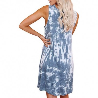 Nightgowns & Sleepshirts Women's Plus Size Dresses Short Sleeve Casual V-Neck Summer T Shirt Long Dress - D-navy - CI199O8ON00