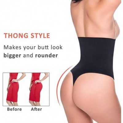 Shapewear Women's Tummy Control Panty Slimmer Seamless High Waist Brief Shapewear Thong Shaper - Black - 4 Bones - CG17AZ4D5S6