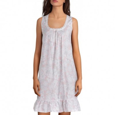 Baby Dolls & Chemises Etched Floral Print Lawn Sleeveless Chemise Pink Size Medium - C118Y0HGODM