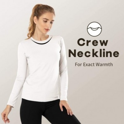 Thermal Underwear Womens Thermal Tops Fleece Lined Shirt Long Sleeve Base Layer - Crew Neck-white - CC18TRZDI0R