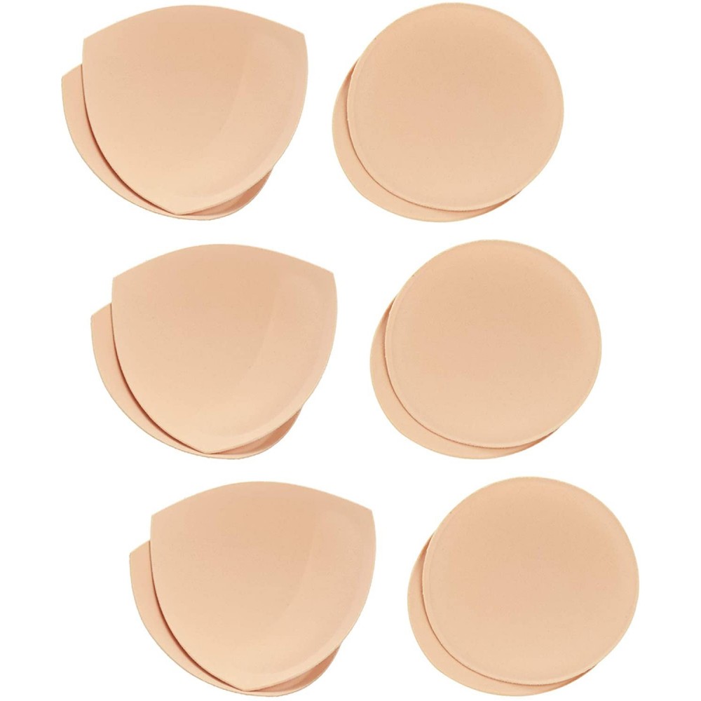 Accessories 6 Pairs Bra Pads Bra Insert Cups Push-up Foam Bra (Beige 1 Triangle+Circle) - CV18S80A74Y