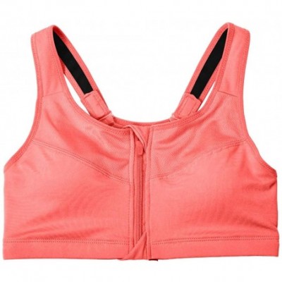 Bras Women's Seamless Wirefree Zipper Front Racerback Sports Bra with Removable Paddings - Orange - CH193MR9GY6