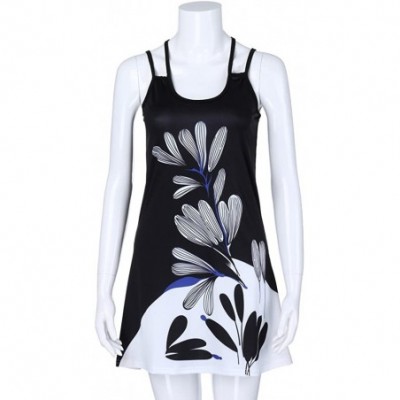 Tops Summer Dresses for Women Beach 3D Butterfly Floral Print Sleeveless Vintage Bohe Tank Short Mini Dress - Black - CU196ZC...