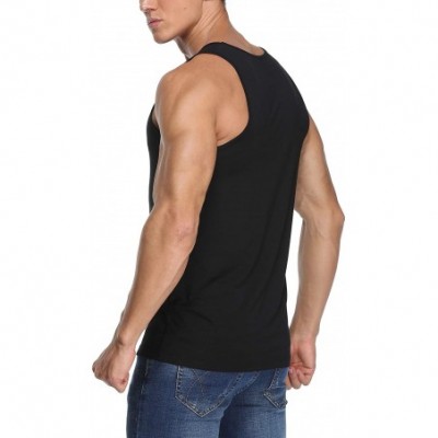 Undershirts Mens Undershirts Tank Tops Crew Neck Stretchy Bamboo Rayon Base Tank Shirts - 3 Pack Black - CG194OLDYM7