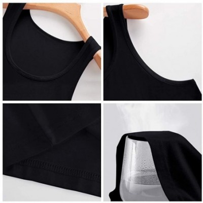 Undershirts Mens Undershirts Tank Tops Crew Neck Stretchy Bamboo Rayon Base Tank Shirts - 3 Pack Black - CG194OLDYM7