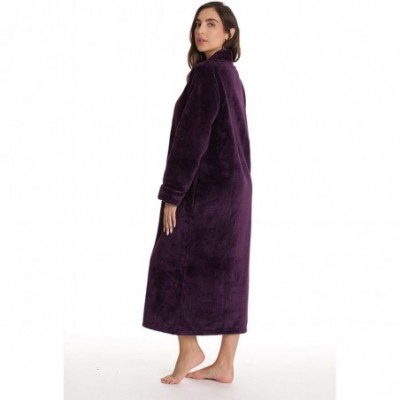 Robes Textured Plush Zipper Lounger Robe for Women with Pockets - Wine - C618XGIYUSQ