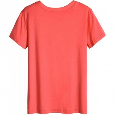 Sets Women's V-neck Sleepwear Short Sleeve Pajama Set - Coral - CT12O62P9EH