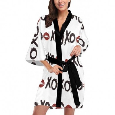 Robes Custom Red Love Lips Women Kimono Robes Beach Cover Up for Parties Wedding (XS-2XL) - Multi 2 - CO194TDXEY6