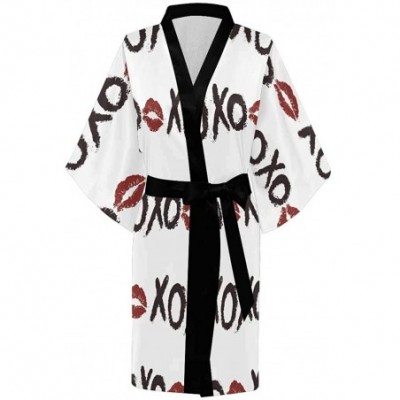 Robes Custom Red Love Lips Women Kimono Robes Beach Cover Up for Parties Wedding (XS-2XL) - Multi 2 - CO194TDXEY6