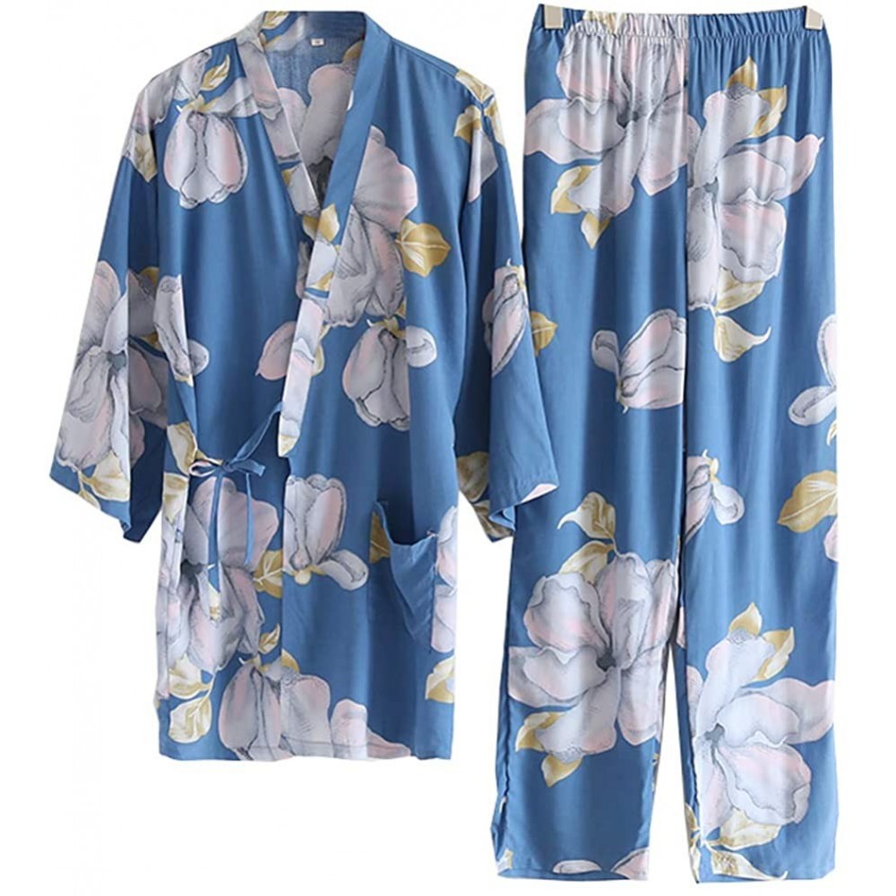 Nightgowns & Sleepshirts Japanese Women's Robe Cotton Dressing Gown Kimono Pajamas Nightgown[Size L] - Color1015-m - CM18SW0YM4K