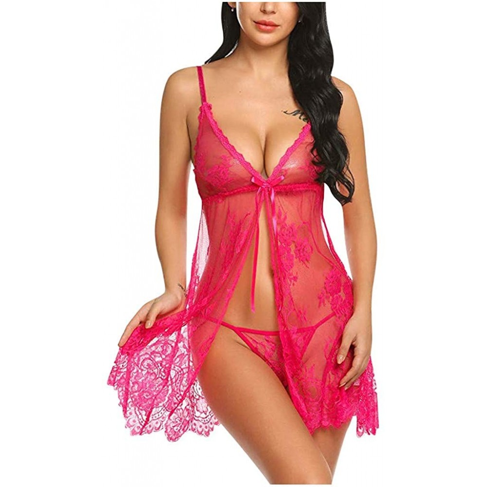 Bustiers & Corsets Lingerie for Women Sexy Women Lace Sleepwear Eyelash Halter Nightgown Sexy Lingerie Nightdress Underwear 2...