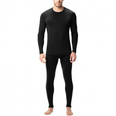 Thermal Underwear Thermal Underwear for Men Long John Set Fleece Lined Base Layer Top and Bottom M11 - Lightweight Black - CN...