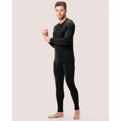 Thermal Underwear Thermal Underwear for Men Long John Set Fleece Lined Base Layer Top and Bottom M11 - Lightweight Black - CN...