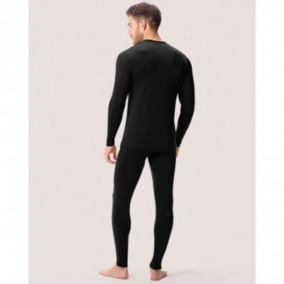 Thermal Underwear Thermal Underwear for Men Long John Set Fleece Lined Base Layer Top and Bottom M11 - Lightweight Black - CN...