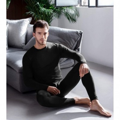 Thermal Underwear Thermal Underwear for Men Long John Set Fleece Lined Base Layer Top and Bottom M11 - Lightweight Black - CN...