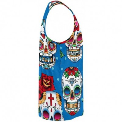 Undershirts Men's Muscle Gym Workout Training Sleeveless Tank Top Skulls and Roses - Multi9 - C819DLOGEWQ